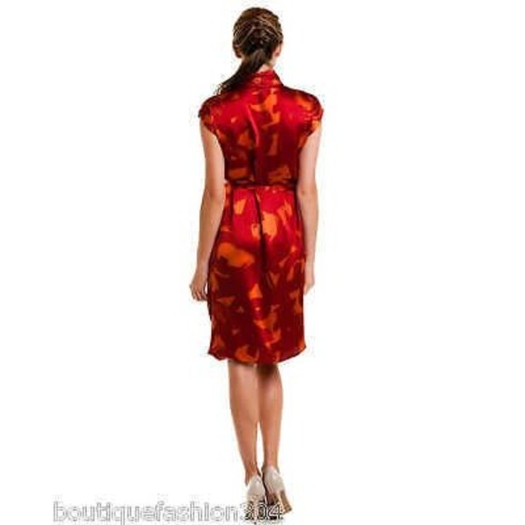 NWT $495 New Designer Josie Natori Womens S Silk Dress Champagne Gold Drape Cros - Picture 3 of 10